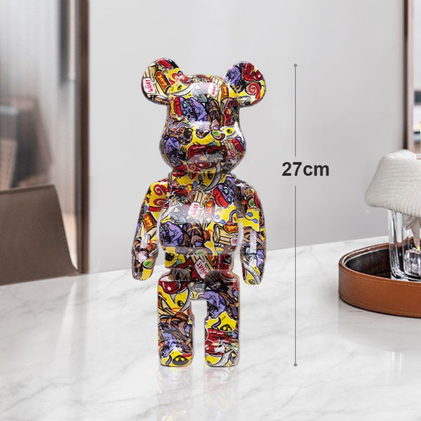 Colorful Graffiti Bear Brick Figures Bearbrick Statue Violent Bear Resin Ornament Desk Accessories Luxury Living Room Decor