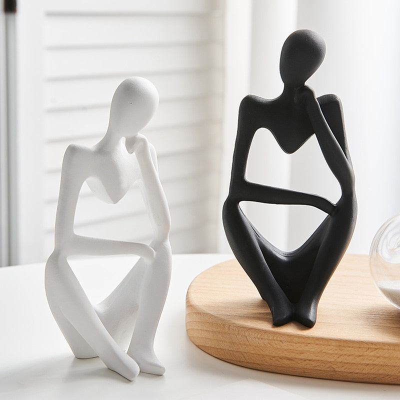 Thinker Resin Statue - Nordic Abstract Modern Art Sculpture Figurine