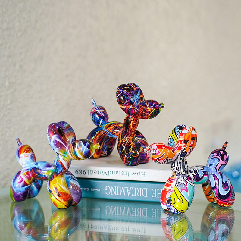 Nordic Balloon Dog Figurines for Interior Resin Doggy Accessories Home Office Decor Luxury Puppy Graffiti Art Collection Objects