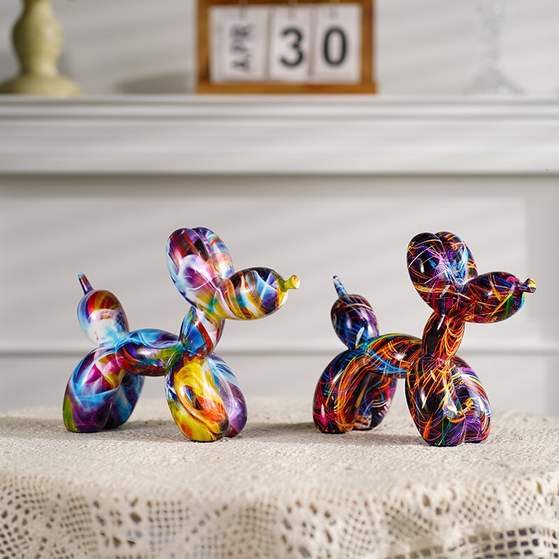 Nordic Balloon Dog Figurines for Interior Resin Doggy Accessories Home Office Decor Luxury Puppy Graffiti Art Collection Objects